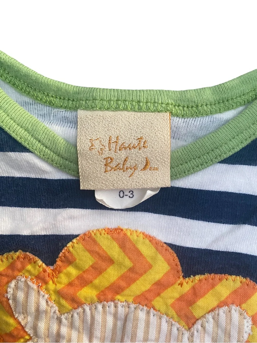 Haute Baby Striped Navy & White Lion Sleep Sack with Green Sleeves Size 0-3 M